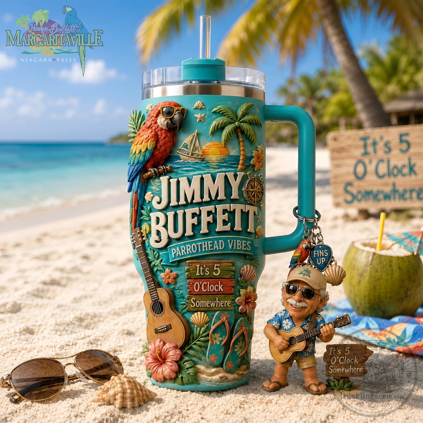 Jimmy Buffett Margaritaville Parrot Head Vibes It's Five O'Clock Somewhere Tumbler