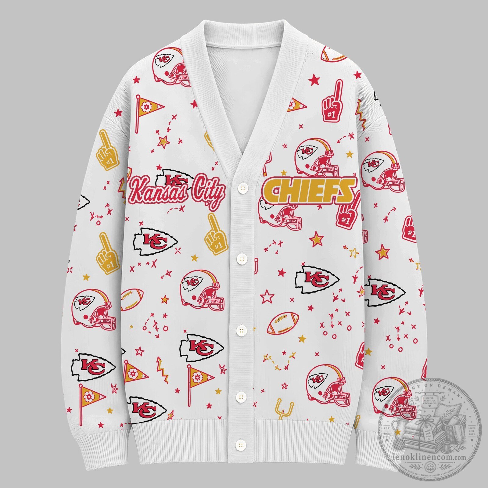 Kansas City Chiefs Premium Game Day Doodle Confetti Knitted Fleece Cardigan 6 Kansas City Chiefs Premium Game Day Doodle Confetti Knitted Fleece Cardigan