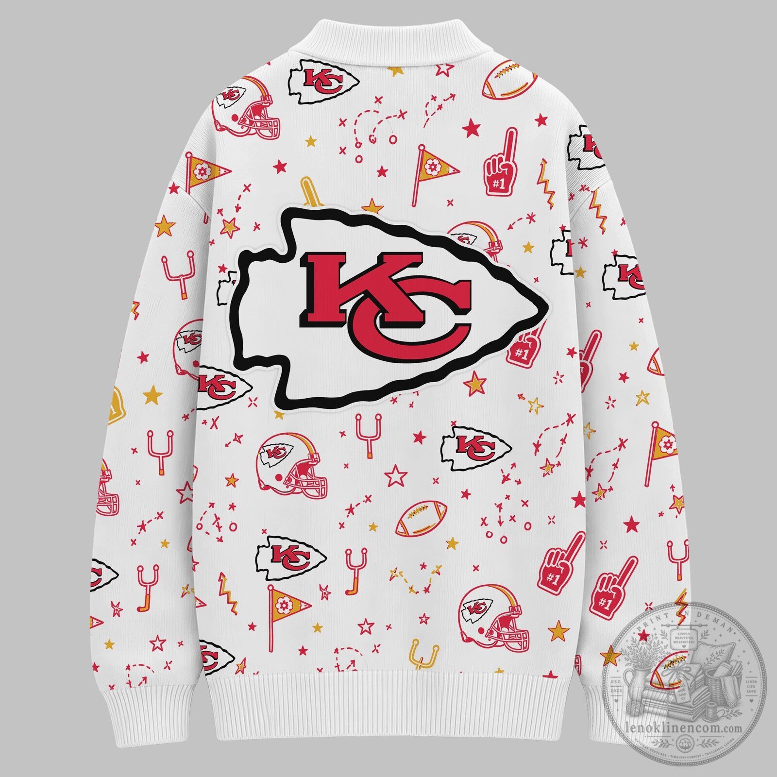 Kansas City Chiefs Premium Game Day Doodle Confetti Knitted Fleece Cardigan 7 Kansas City Chiefs Premium Game Day Doodle Confetti Knitted Fleece Cardigan
