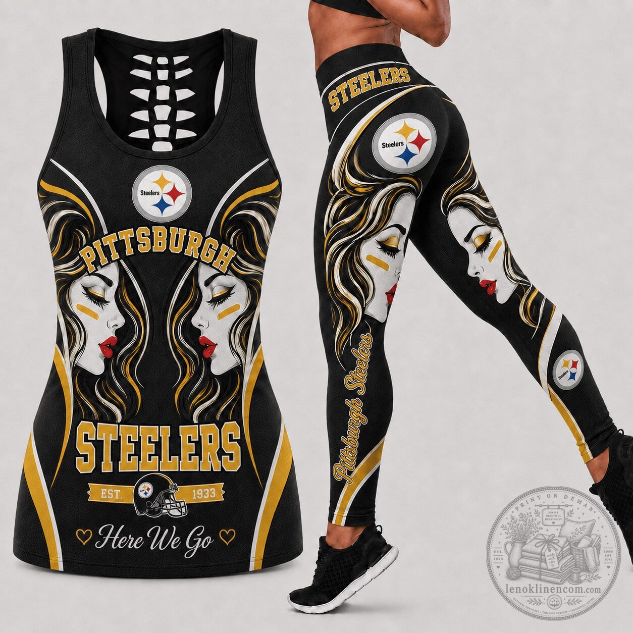 Pittsburgh Steelers Women's Game Day Fan Hollow Back Tank Top and Leggings Set