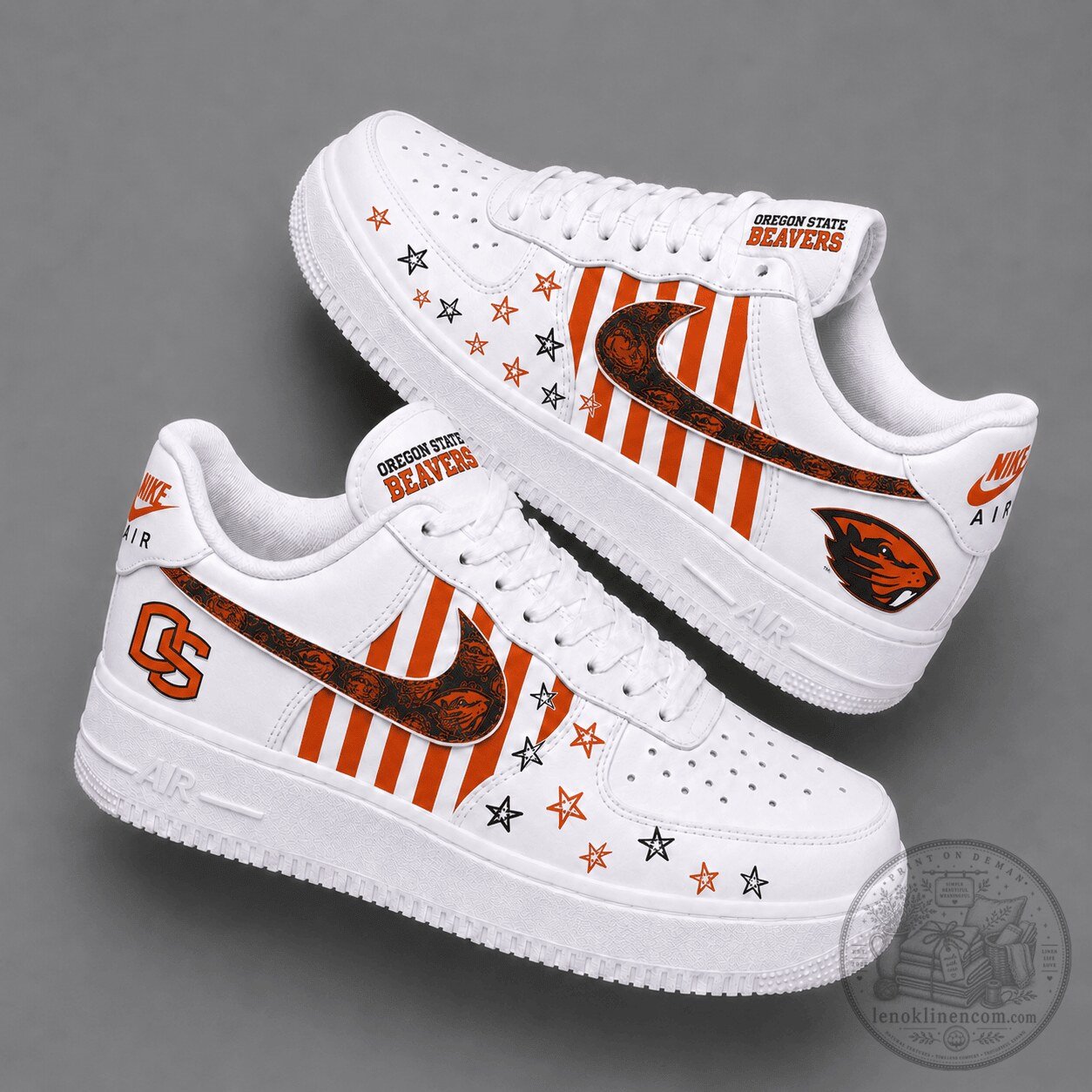 Oregon State Beavers Star and Stripe Design Custom Sneakers