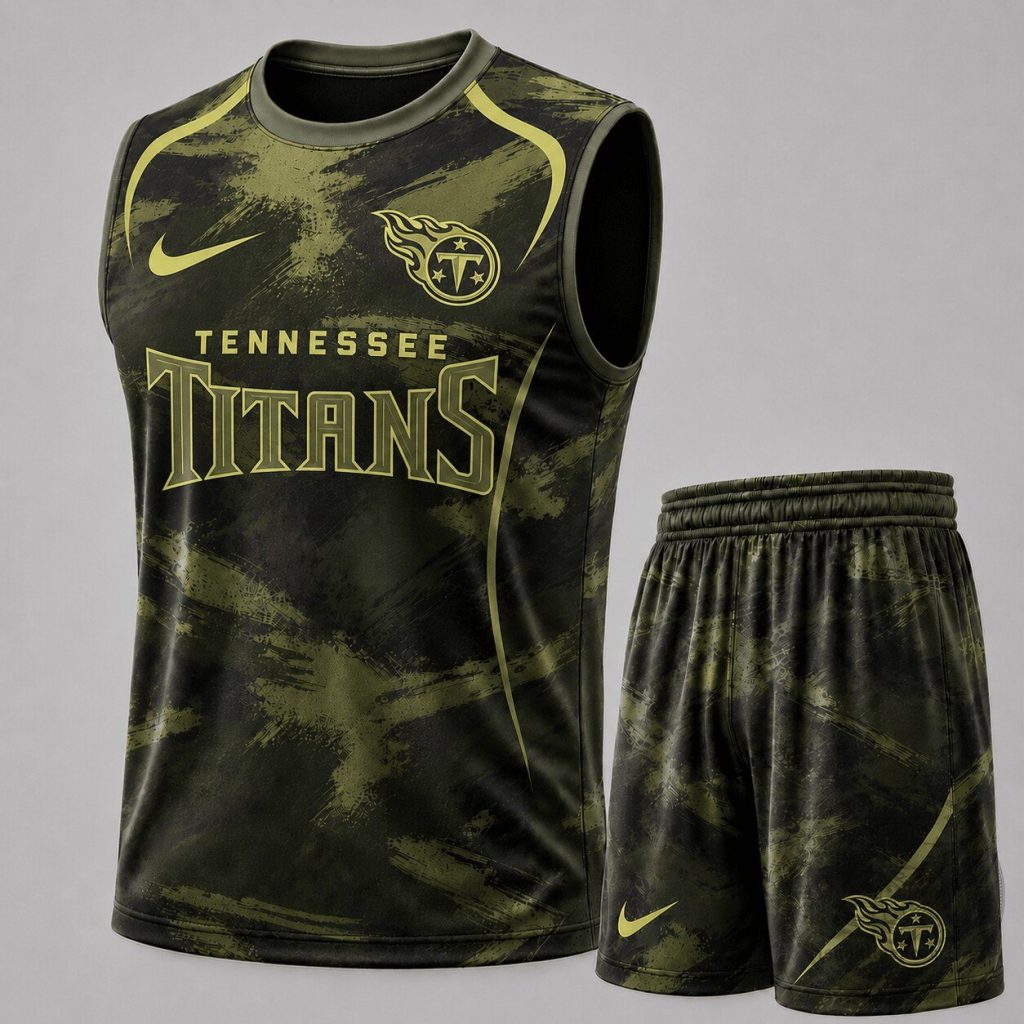 Tennessee Titans Premium NFL Army Camo Tank Top & Shorts Set TD Tennessee Titans | Premium NFL Army Camo Tank Top & Shorts Set TD