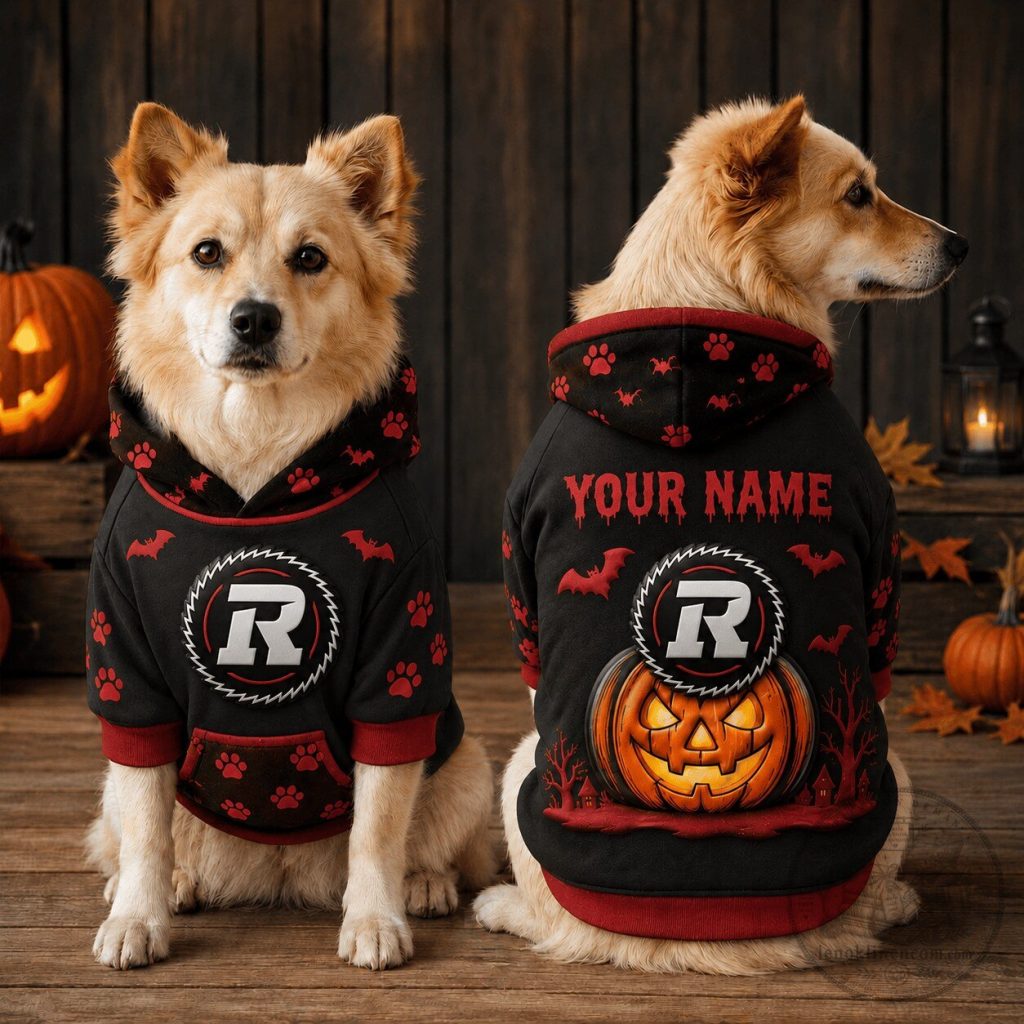 Ottawa Redblacks CFL Halloween Pet Hoodie Custom Any Name Gifts Ottawa Redblacks CFL Halloween Pet Hoodie Custom Any Name Gifts