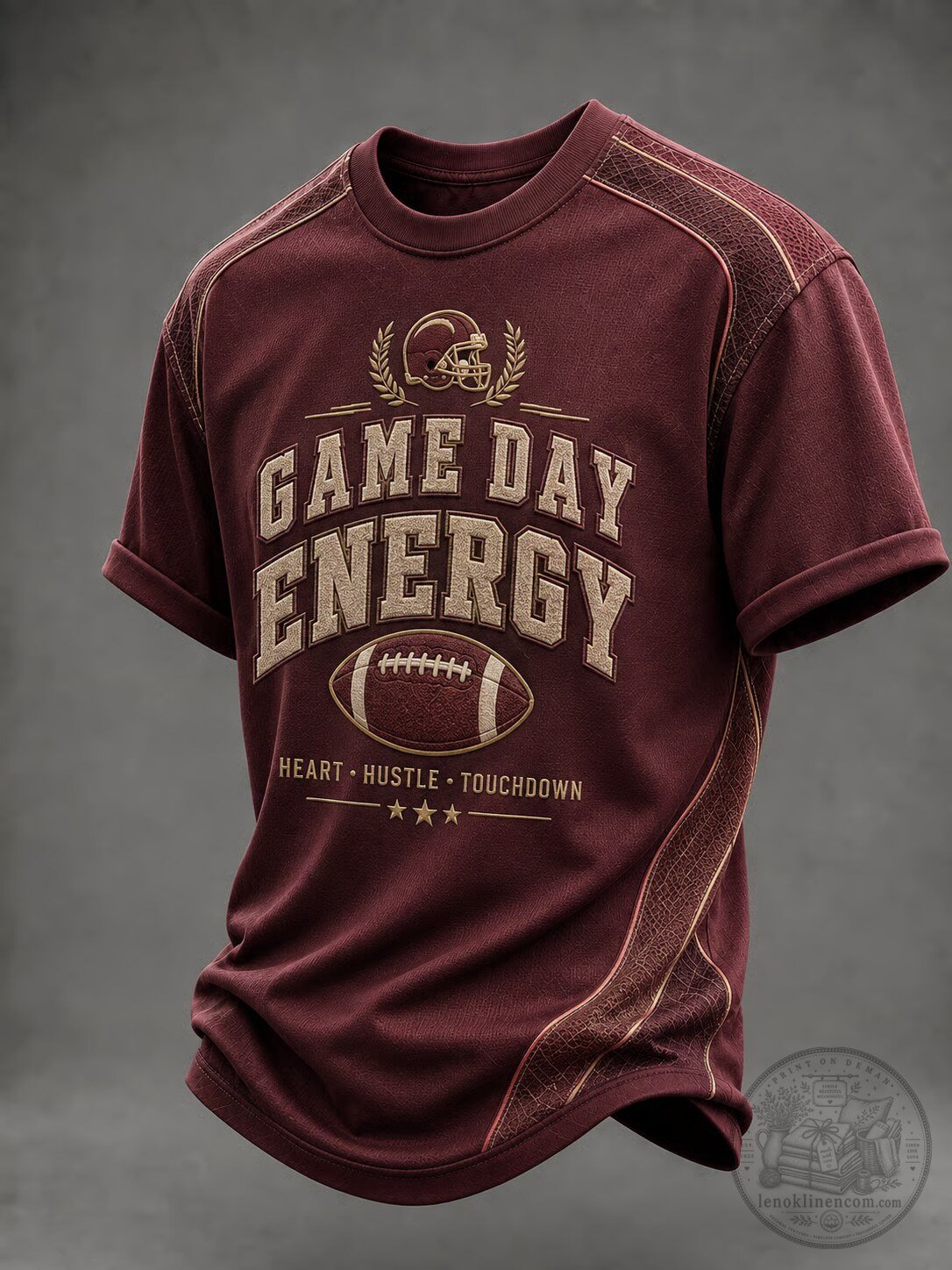 Game Day Energy Heart Hustle Touchdown Football Fan T-Shirt