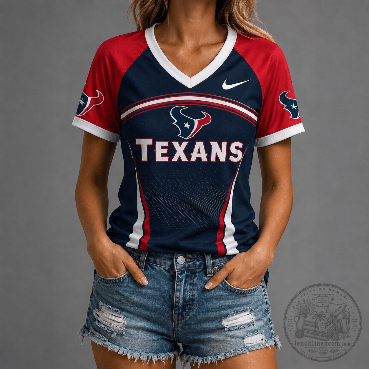 Houston Texans National Football League Victory Wave V-Neck Women's T-Shirt