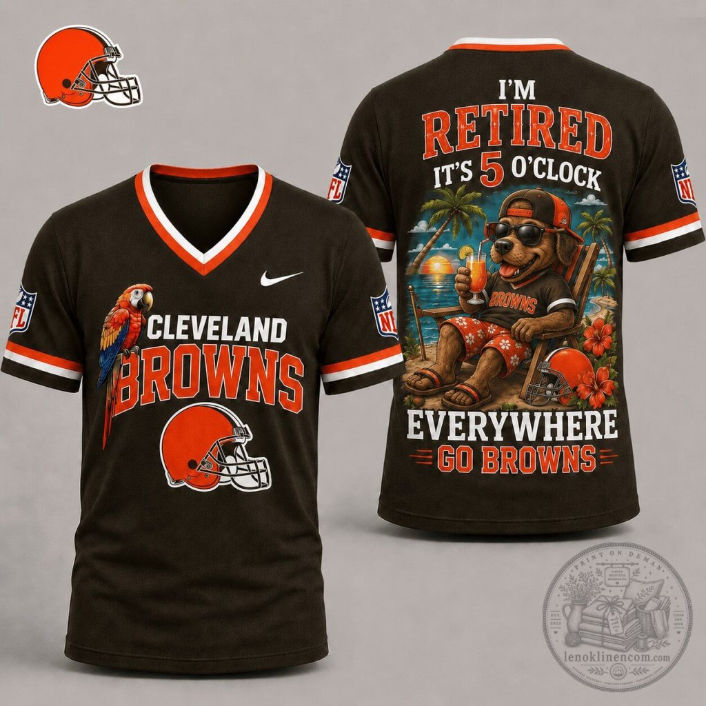 Cleveland Browns Retired Life Tropical Dog All Over Print Football Jersey Cleveland Browns Retired Life Tropical Dog All Over Print Football Jersey