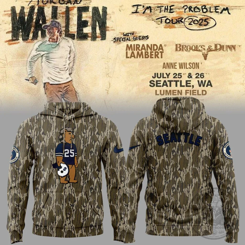 Morgan Wallen I'm The Problem Tour 2025 Seattle Camouflage Hoodie