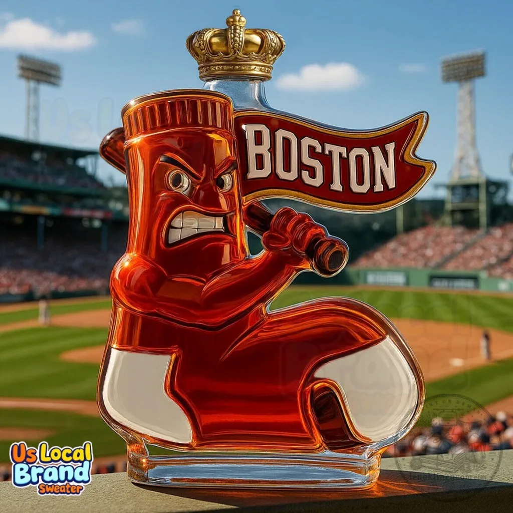 Boston Red Sox Baseball Mascot Glass Whiskey Decanter Bottle