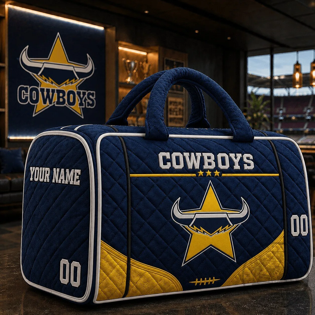 North Queensland Cowboys Custom Quilted Duffle Bag