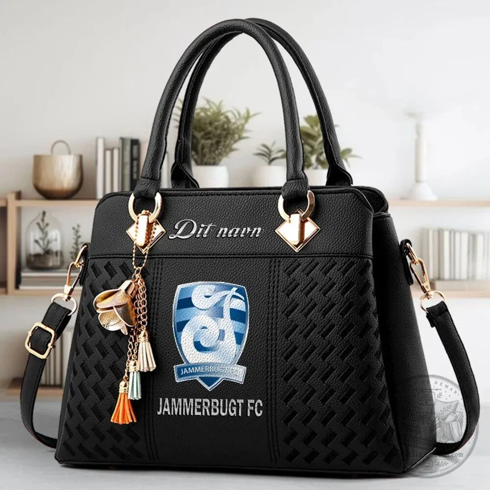 Jammerbugt Football Club Team Logo Women's Black Leather Handbag