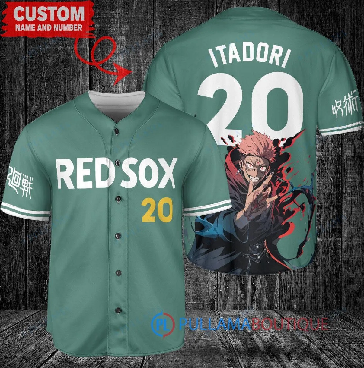 Boston Red Sox Yuji Itadori Jujutsu Kaisen Baseball Jersey