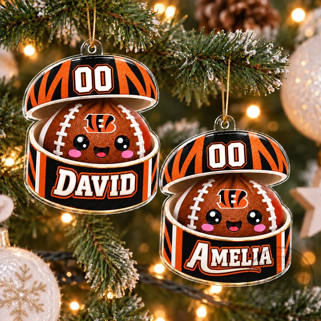 Cincinnati Bengals Football Christmas Tree Ornament Custom Name