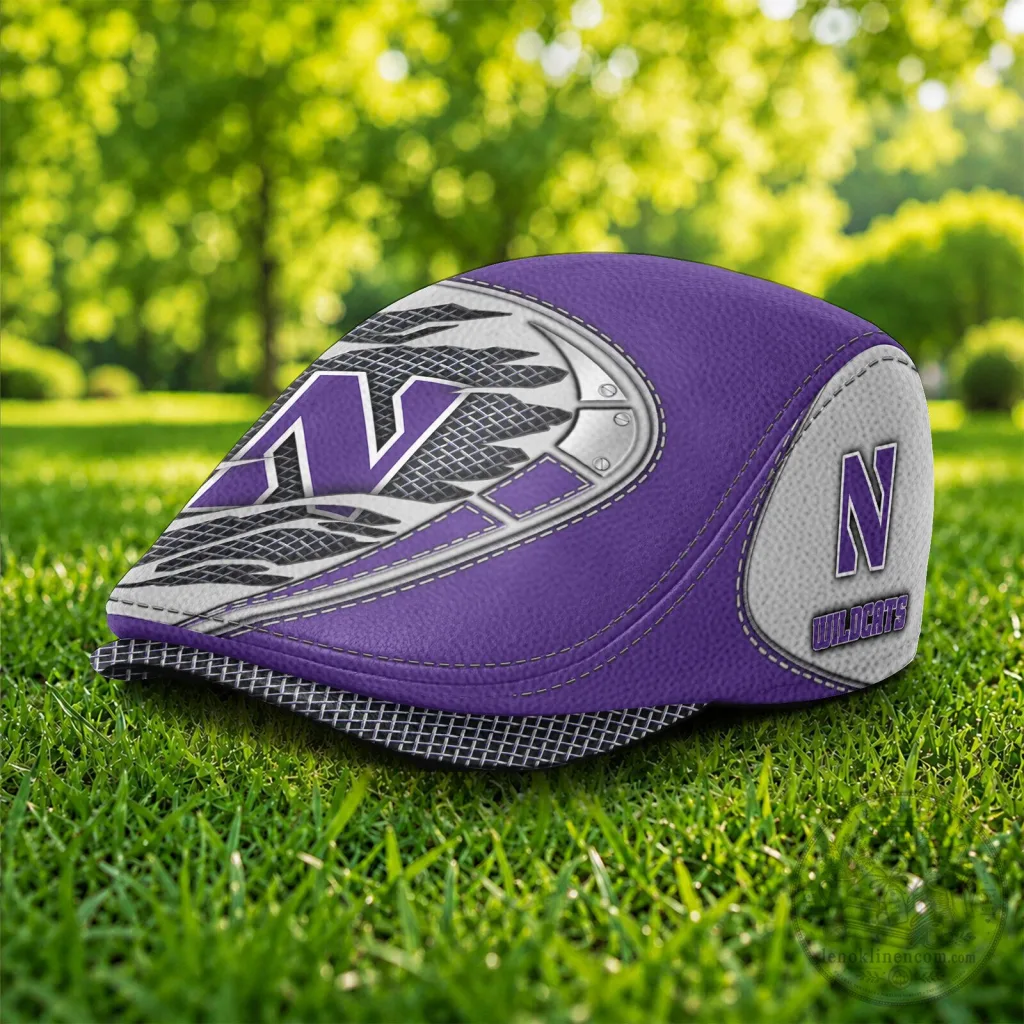 Northwestern Wildcats NCAA Team Logo Purple Flat Cap Hat Northwestern Wildcats NCAA Team Logo Purple Flat Cap Hat