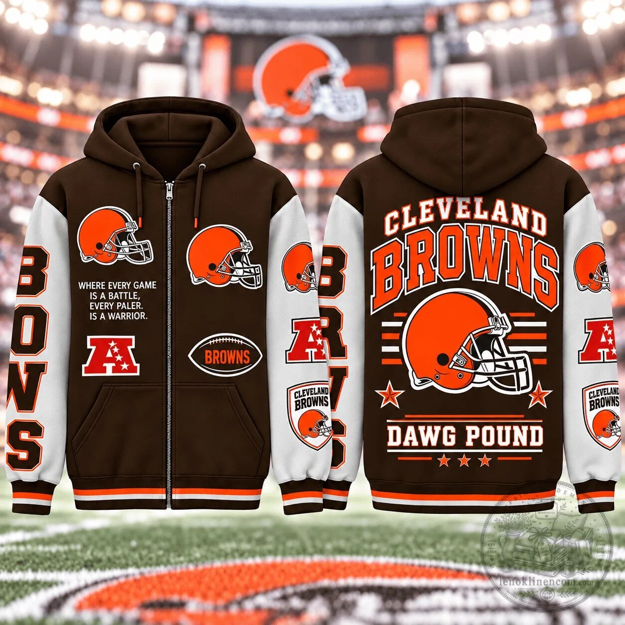 Cleveland Browns Football Team Dawg Pound Full-Zip Hoodie