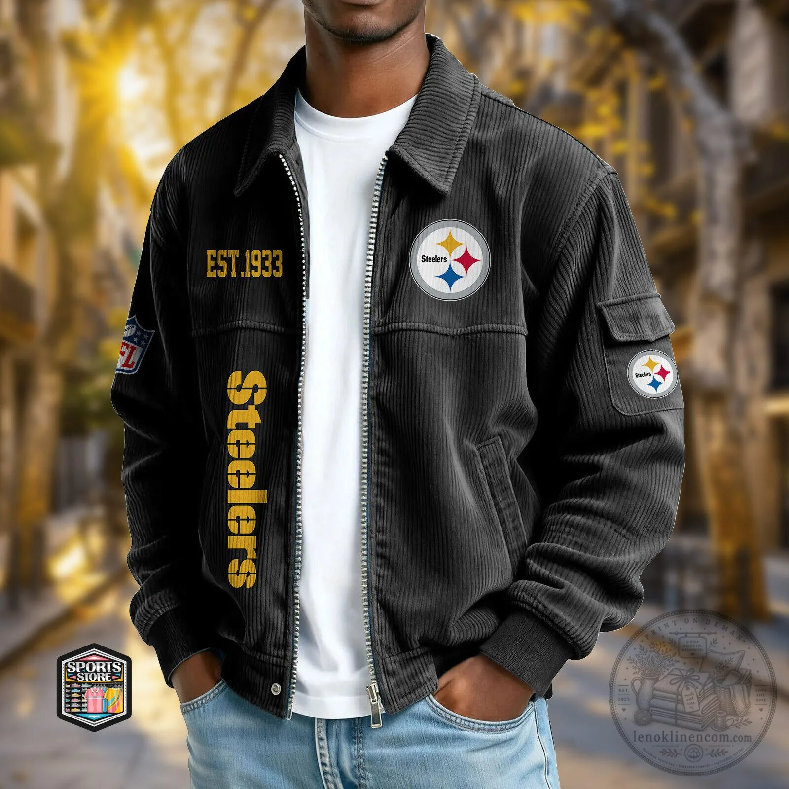 Pittsburgh Steelers NFL Corduroy Jacket with Embroidered Logo