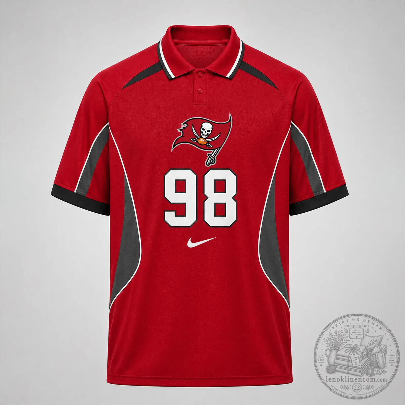 Tampa Bay Buccaneers Custom Number Red Black White Polo Shirt