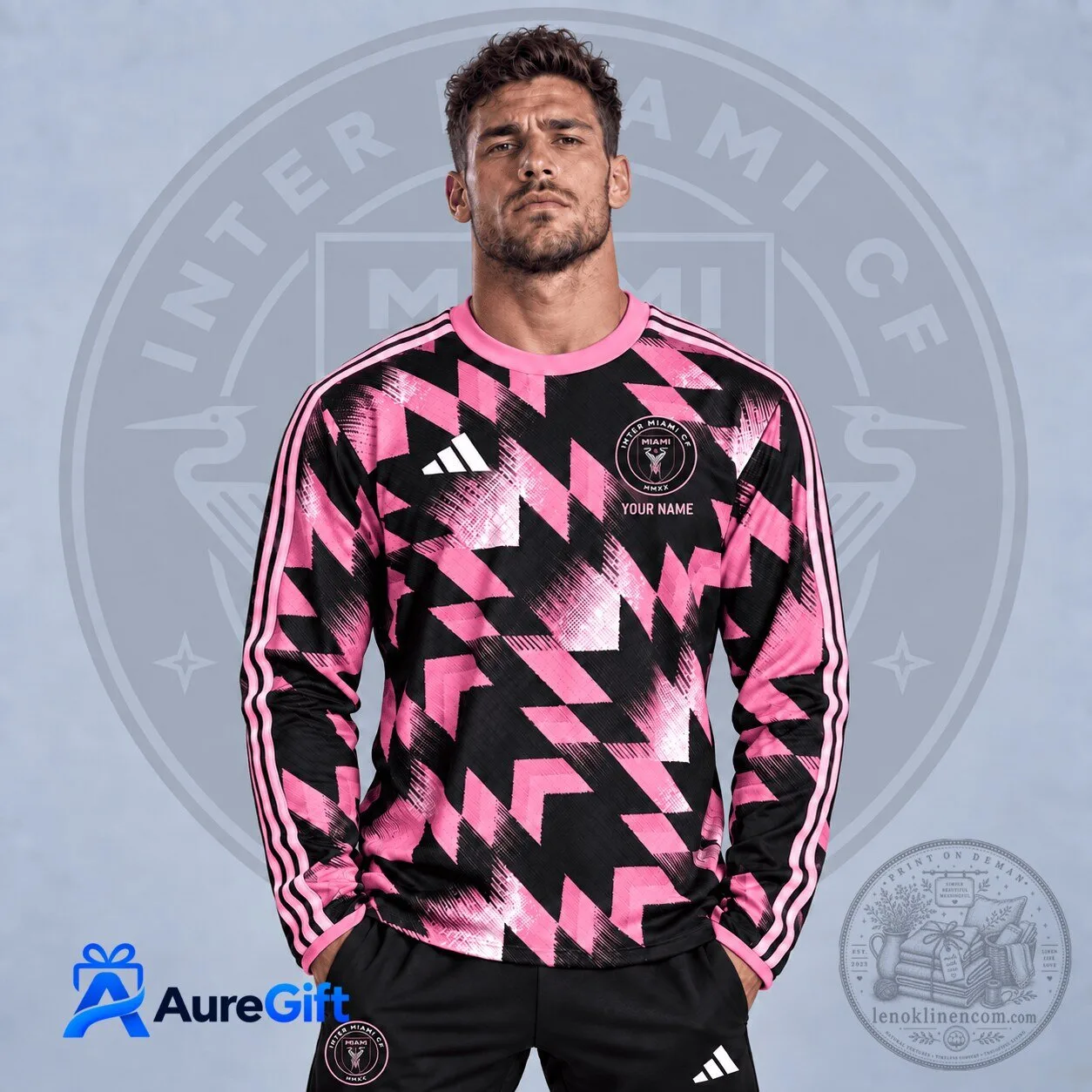Inter Miami CF Personalized Black Pink Long Sleeve Soccer Jersey