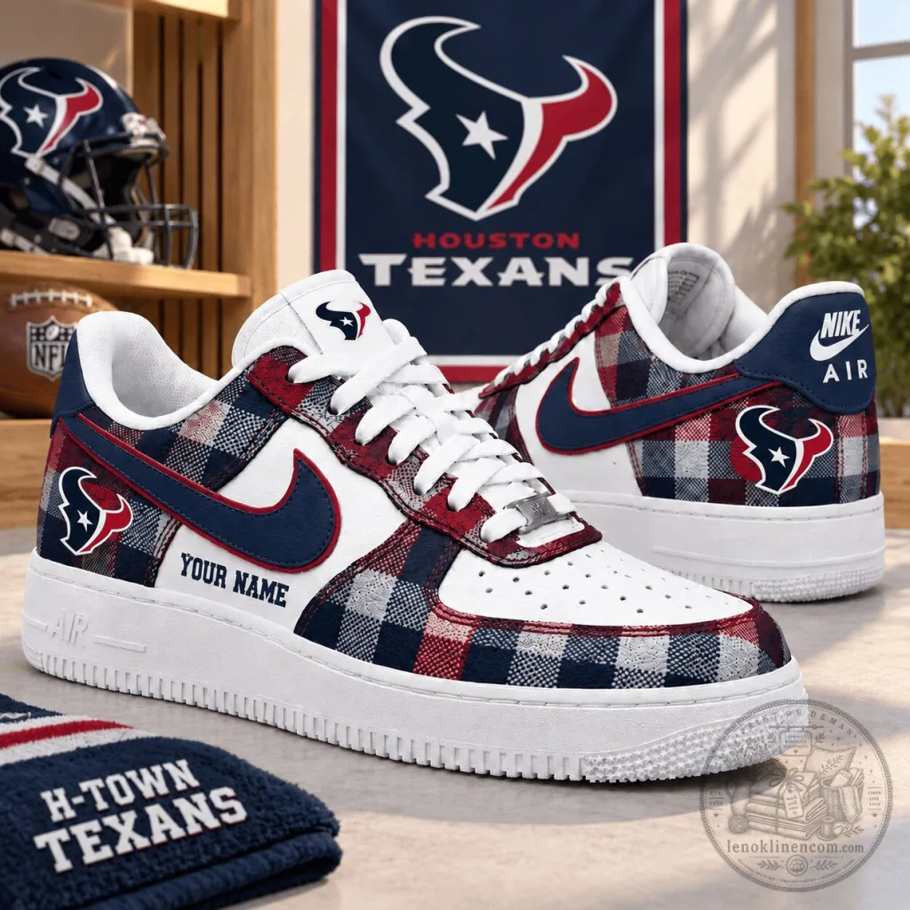 Houston Texans Plaid Pattern Personalized Low Top Air Force Shoes Houston Texans Plaid Pattern Personalized Low Top Air Force Shoes