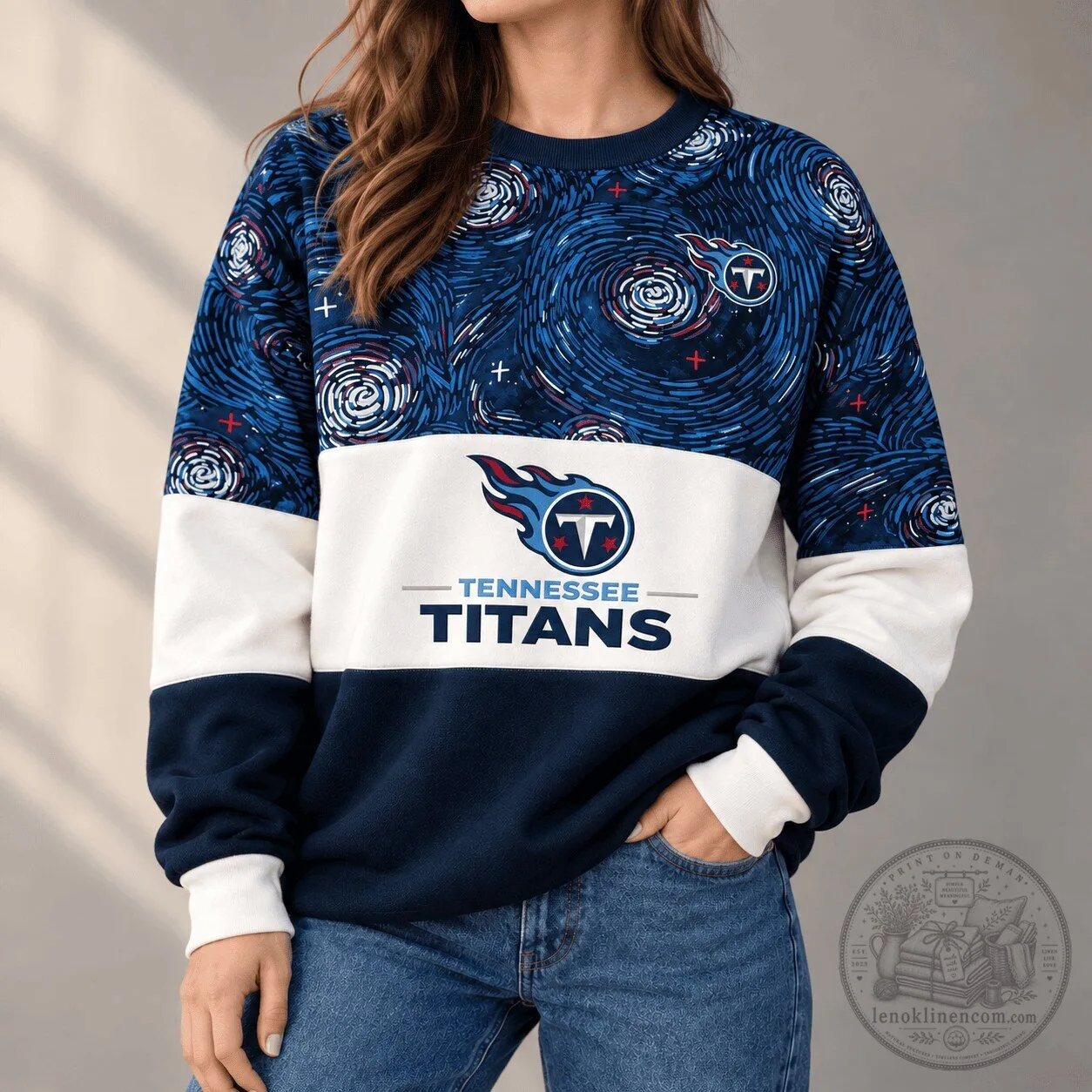 Tennessee Titans Starry Night NFL Team Colorblock Sweatshirt
