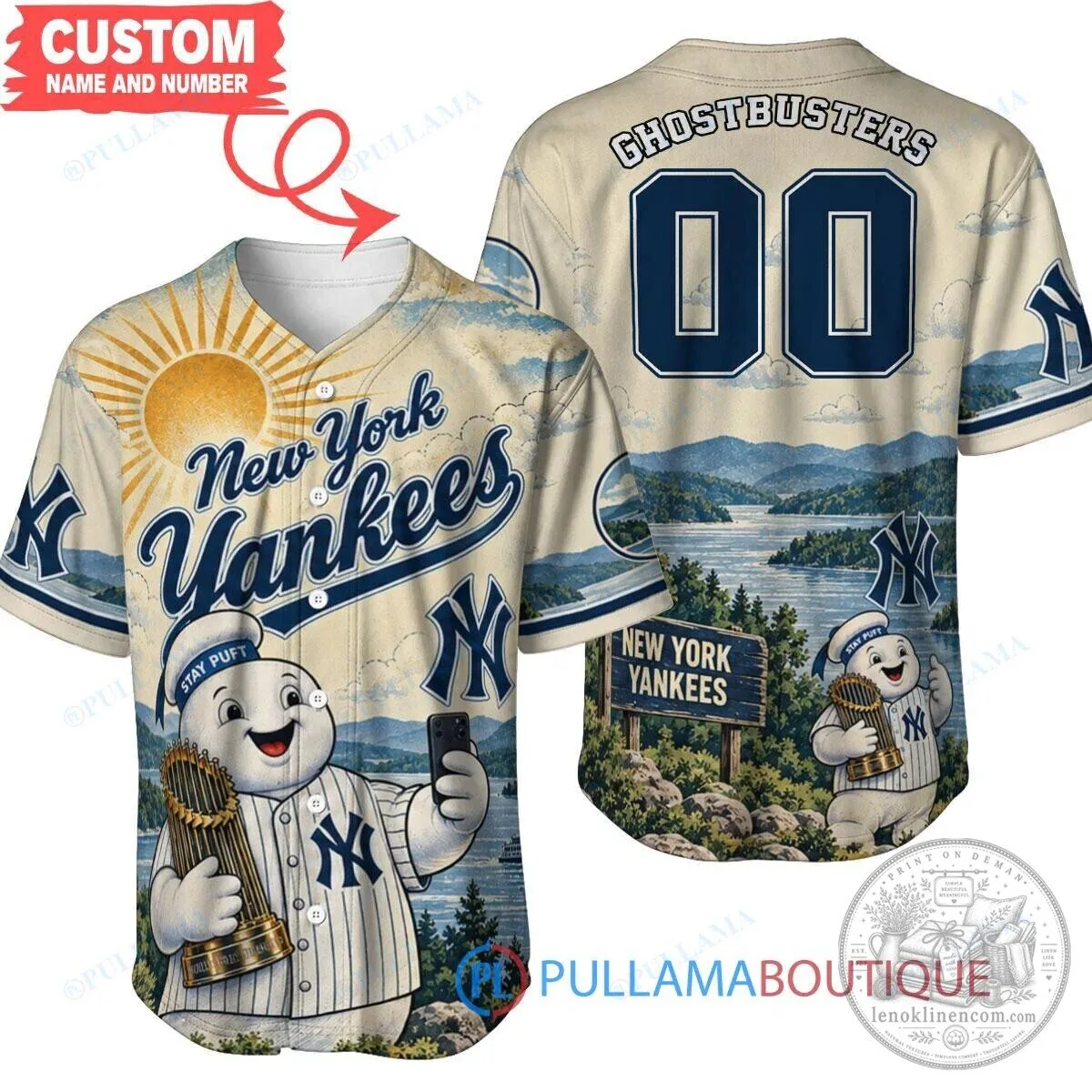 New York Yankees Ghostbusters Stay Puft Marshmallow Man Baseball Jersey