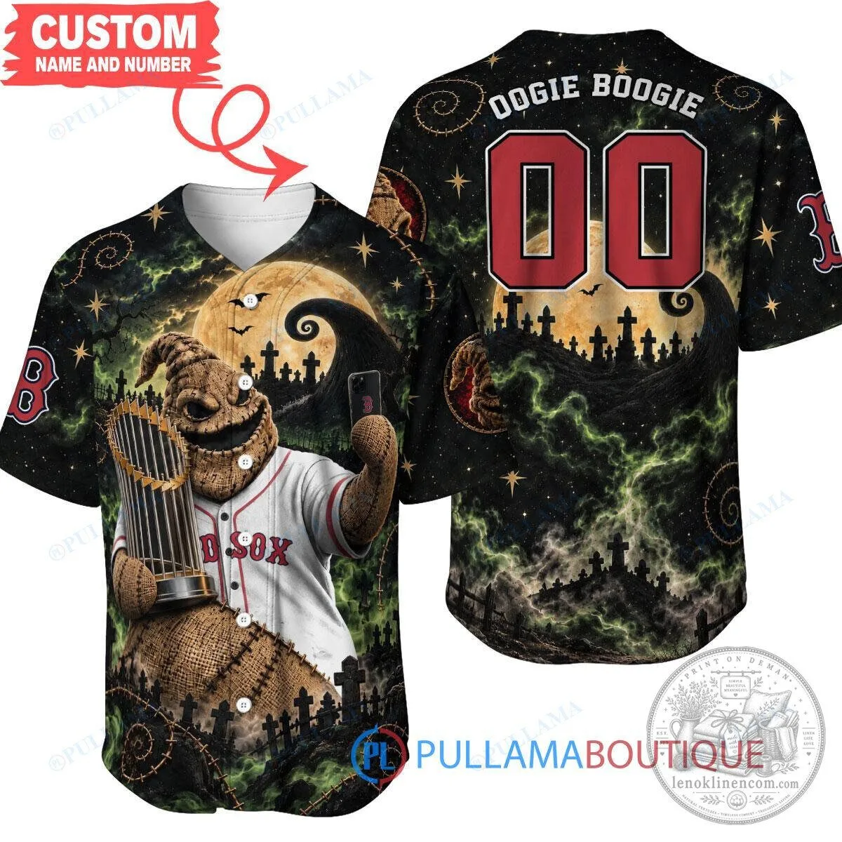 Oogie Boogie Boston Red Sox Nightmare Before Christmas Baseball Jersey