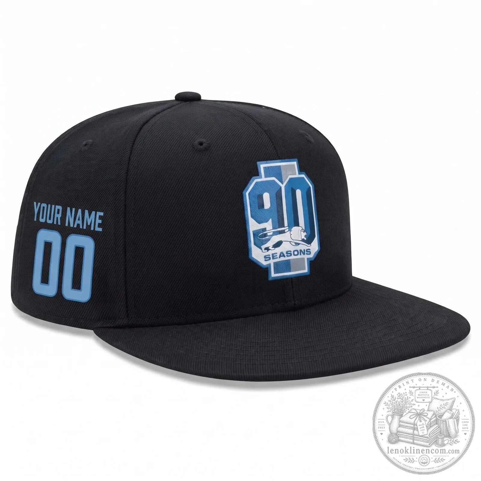 Custom Detroit Lions Snapback Hat with 90 Seasons Patch