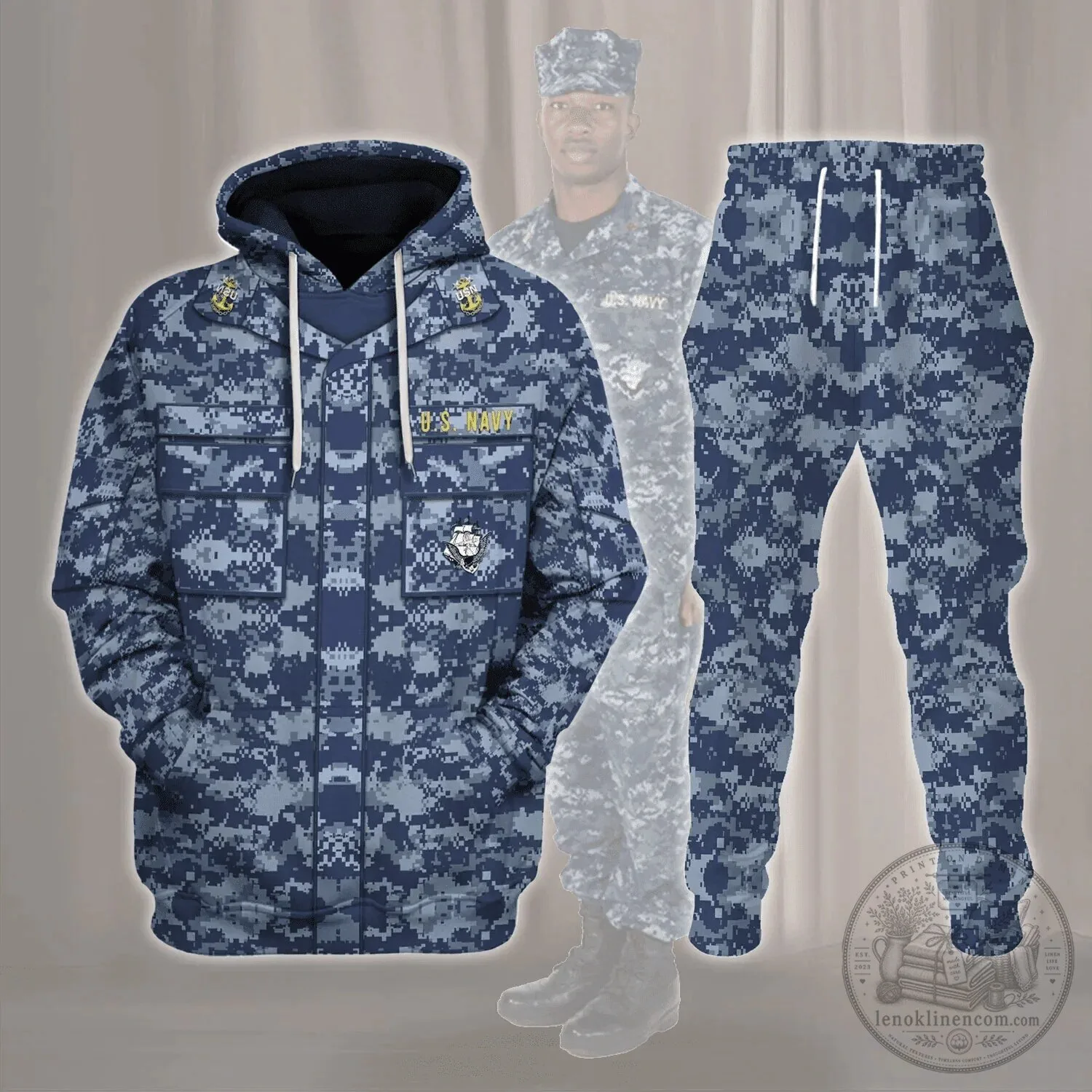 United States Navy Working Uniform Type I Camouflage Hoodie and Sweatpants Set