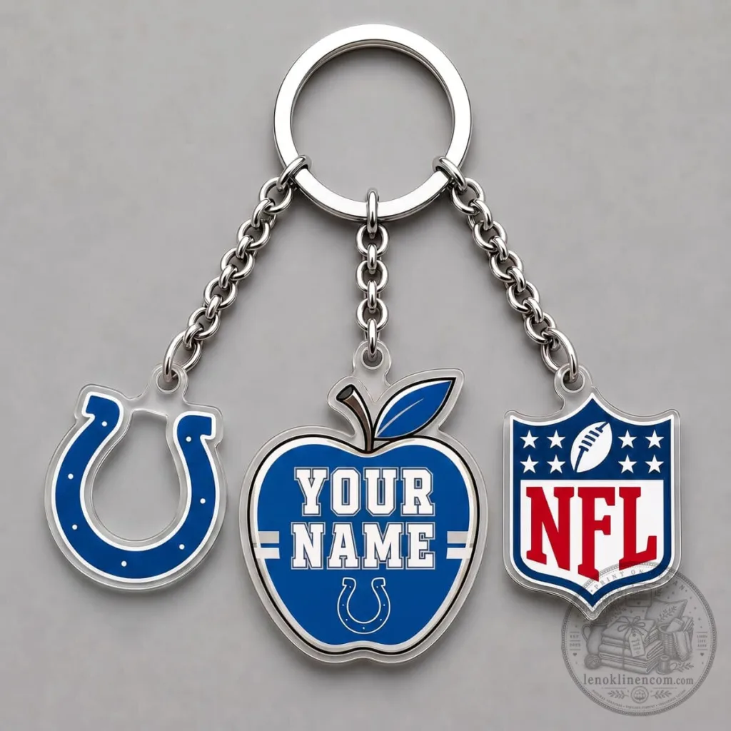 Indianapolis Colts Personalized Apple Triple Charm Keychain Indianapolis Colts Personalized Apple Triple Charm Keychain