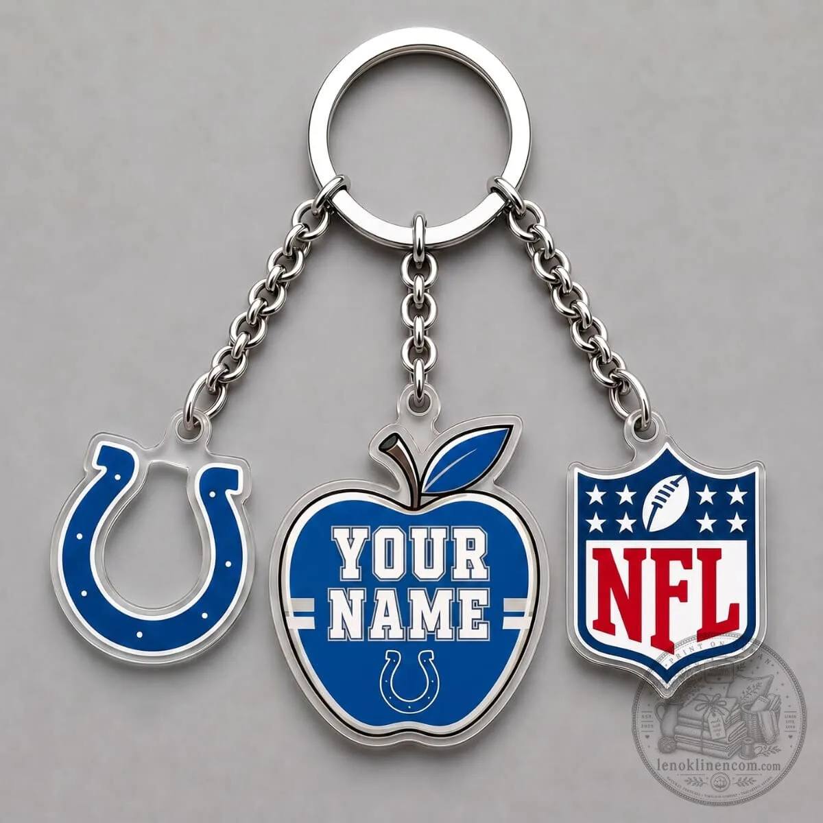 Indianapolis Colts Personalized Apple Triple Charm Keychain
