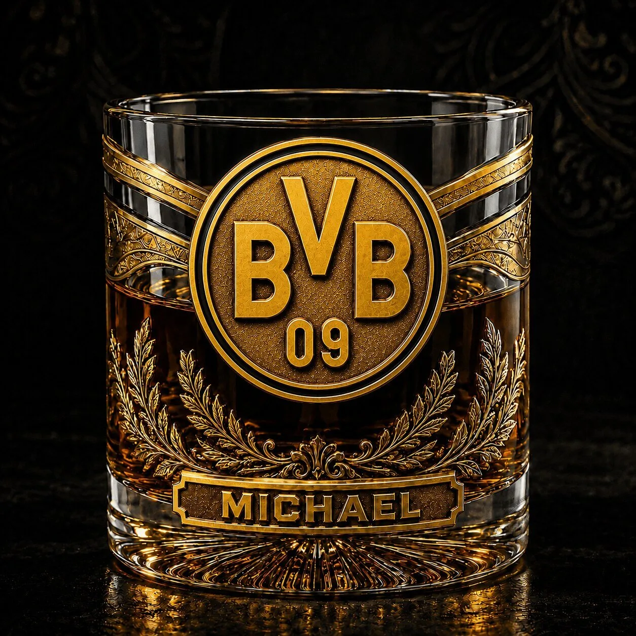 Borussia Dortmund Football Club Bundesliga Whiskey Glass with Custom Name