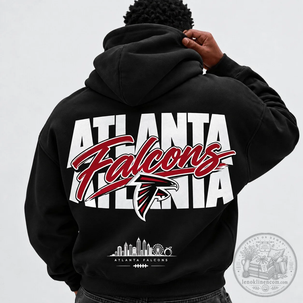 Atlanta Falcons NFL Football Team Black Hoodie with Skyline Logo