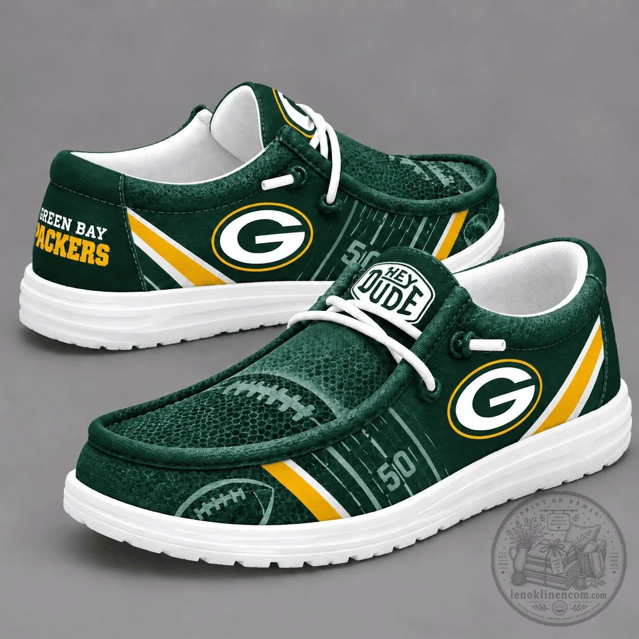 Green Bay Packers Hey Dude Style Football Team Loafer Shoes