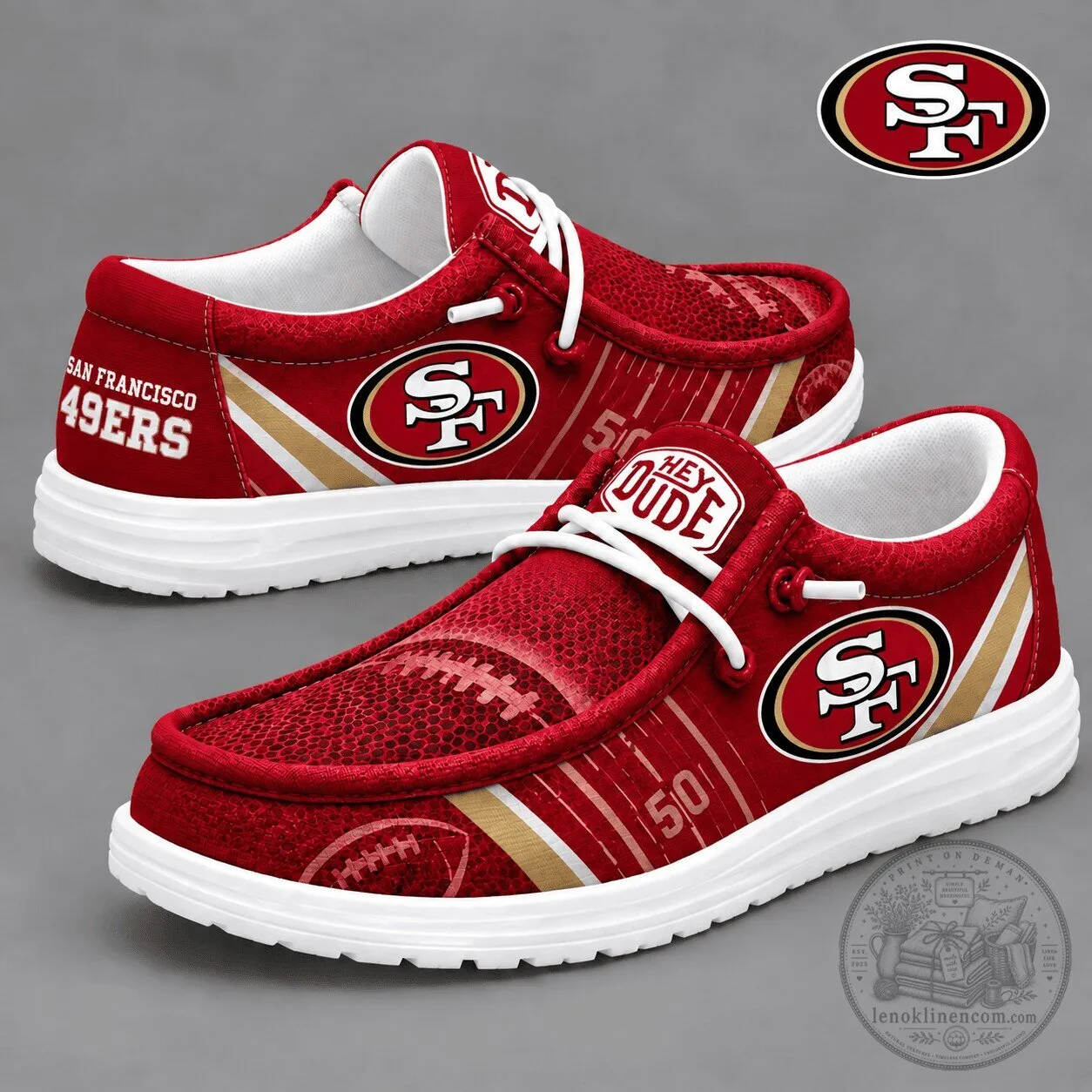 San Francisco 49ers Football Team Logo Red Loafer Shoes for Men