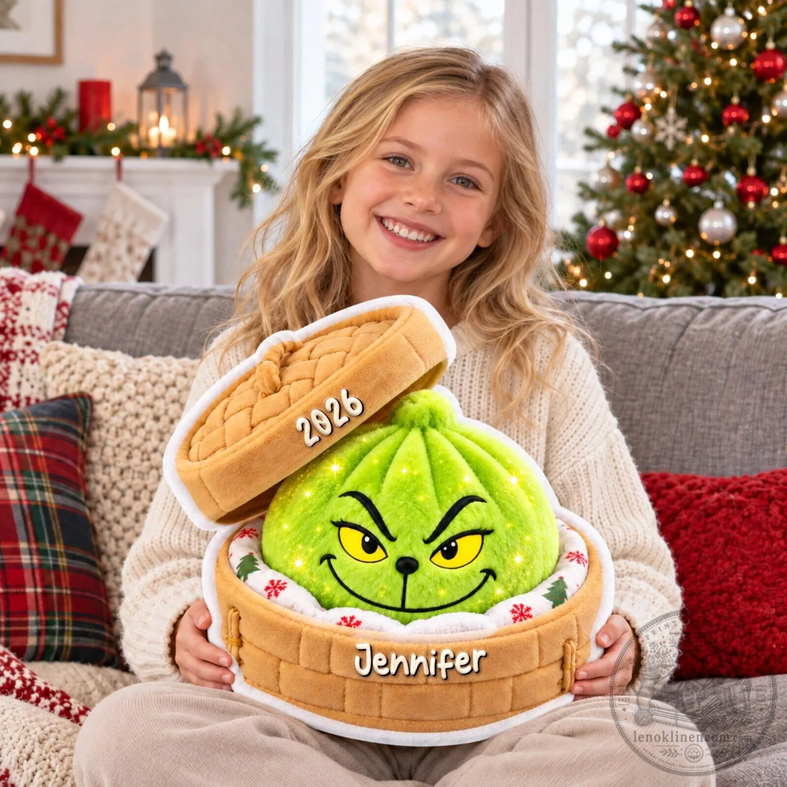 Grinch Christmas Personalized Dumpling Plush Pillow