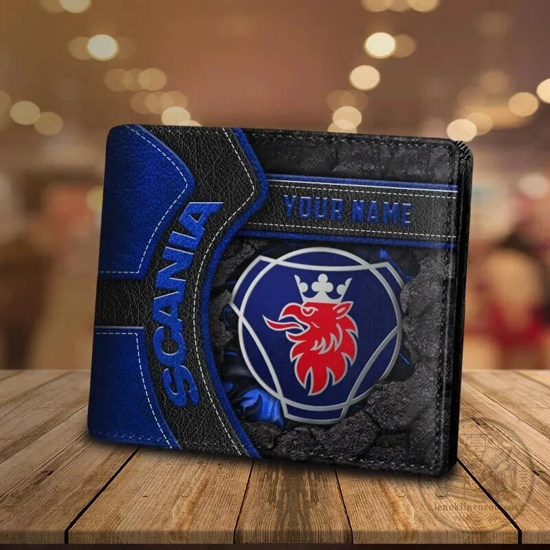 Scania Trucking Company Custom Name Bi-Fold Leather Wallet