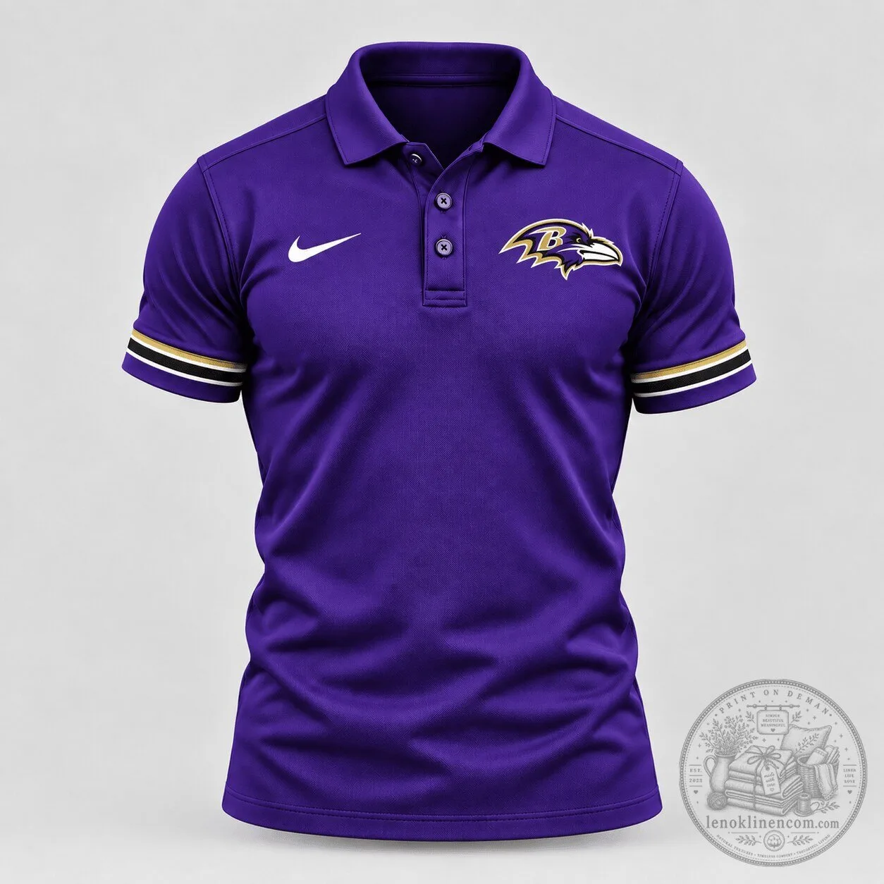 Baltimore Ravens NFL Football Team Logo Purple Performance Polo Shirt