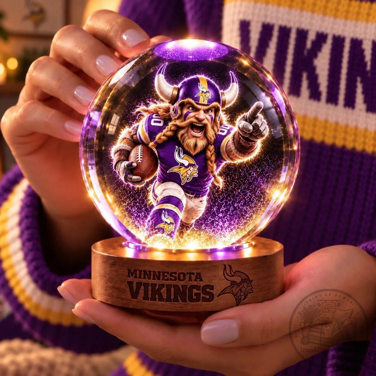 Minnesota Vikings Football Team Crystal Ball Night Light