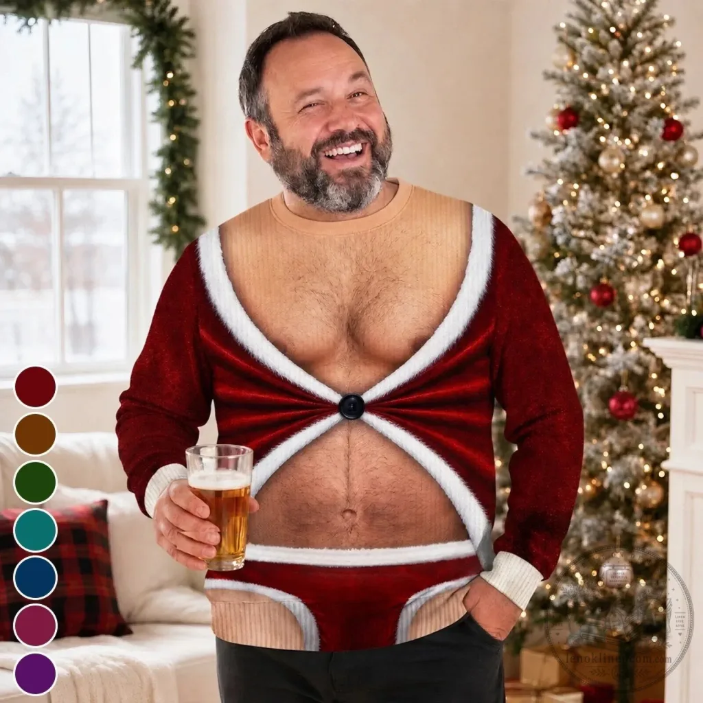 Funny Christmas Santa Claus Chest Hair and Underwear Ugly Christmas Sweatshirt Funny Christmas Santa Claus Chest Hair and Underwear Ugly Christmas Sweatshirt