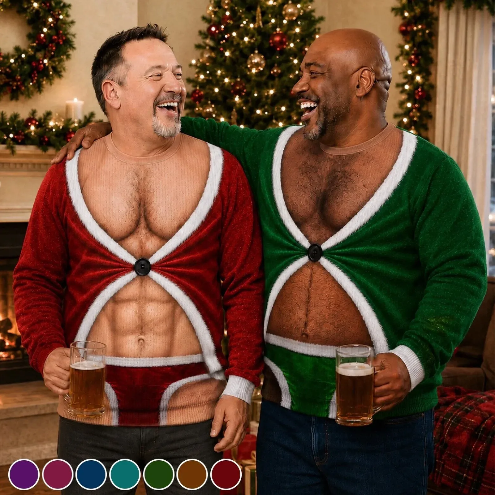 Funny Christmas Santa Claus Chest Hair and Underwear Ugly Christmas Sweatshirt 7 Funny Christmas Santa Claus Chest Hair and Underwear Ugly Christmas Sweatshirt