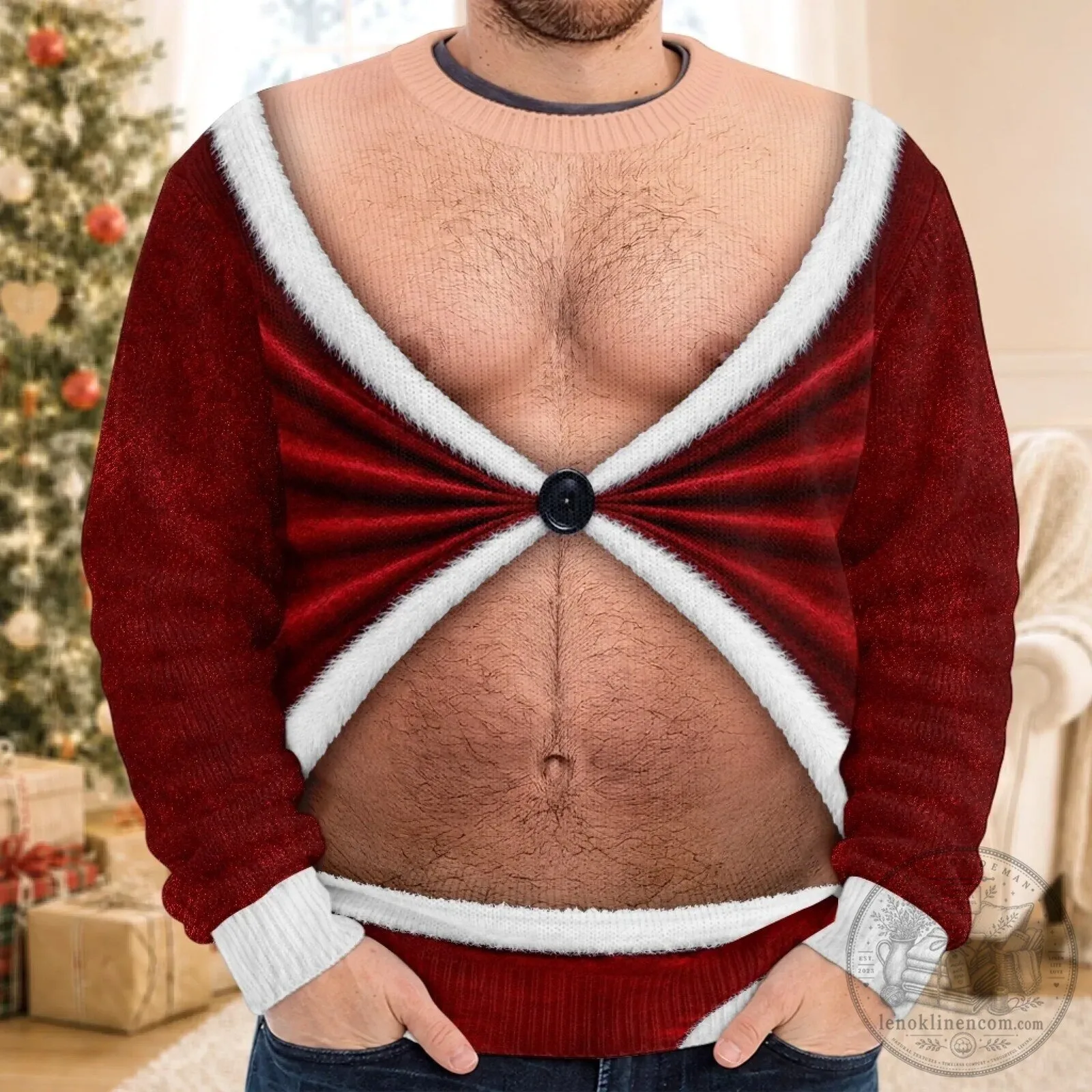 Funny Christmas Santa Claus Chest Hair and Underwear Ugly Christmas Sweatshirt 9 Funny Christmas Santa Claus Chest Hair and Underwear Ugly Christmas Sweatshirt