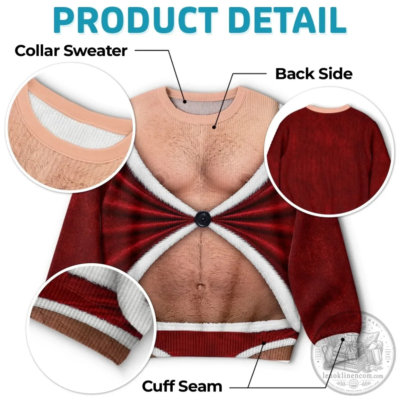 Funny Christmas Santa Claus Chest Hair and Underwear Ugly Christmas Sweatshirt 11 Funny Christmas Santa Claus Chest Hair and Underwear Ugly Christmas Sweatshirt