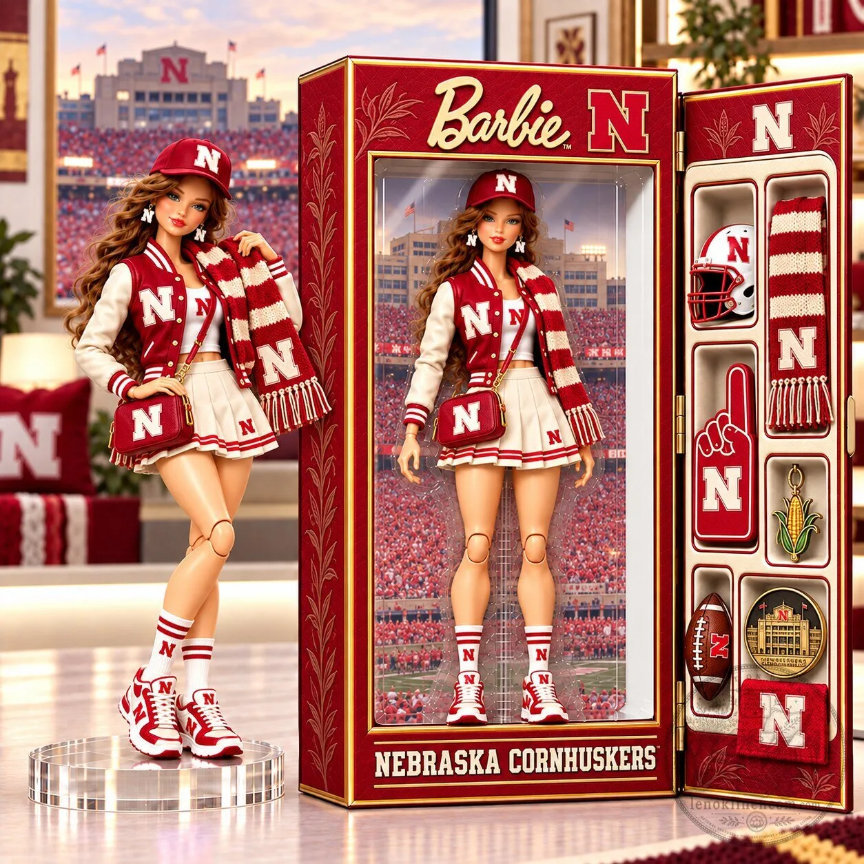 Collectible Barbie Doll Figure of Nebraska Cornhuskers