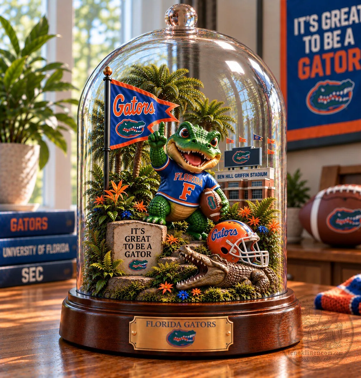 Florida Gators Football Glass Dome Figurine with Ben Hill Griffin Stadium
