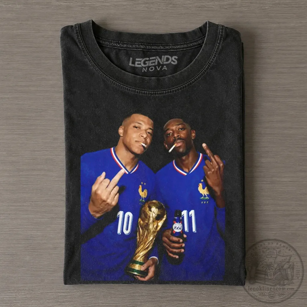 Kylian Mbappé & Ousmane Dembélé France World Cup Champions Tee Shirt Kylian Mbappé & Ousmane Dembélé France World Cup Champions Tee Shirt