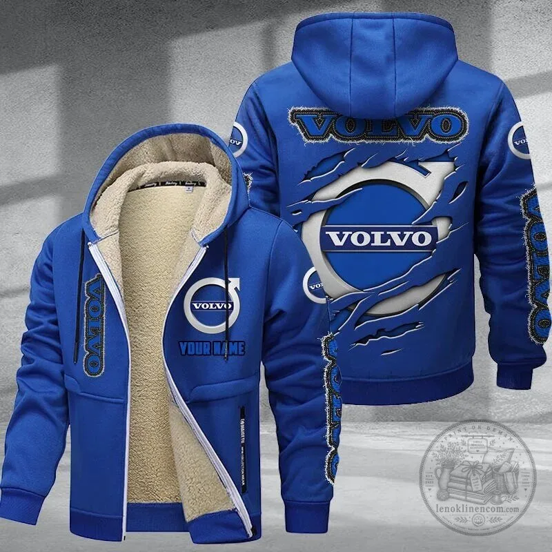 Volvo Car Company Personalized Blue Full Zip Hoodie