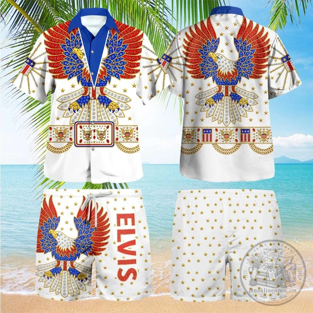 Elvis Presley American Eagle Patriotic Hawaiian Shirt