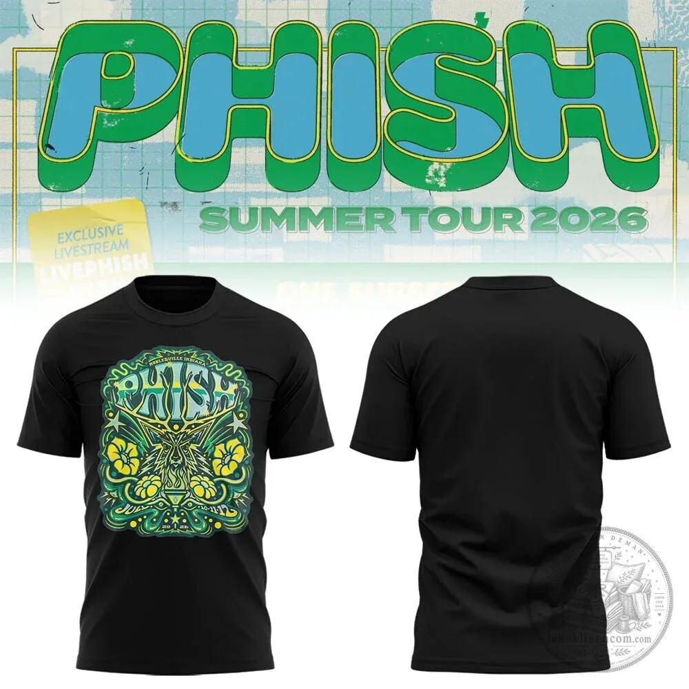 Phish Summer Tour 2026 Noblesville Indiana Concert Black T-Shirt
