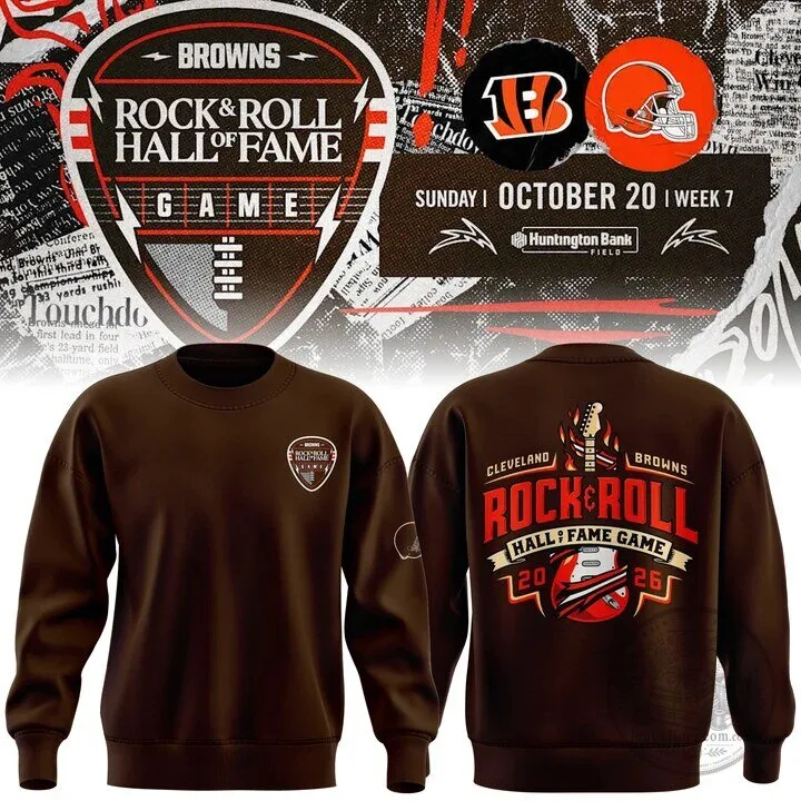 2026 Commemorative Sweatshirt for Cleveland Browns Rock and Roll Hall of Fame Game