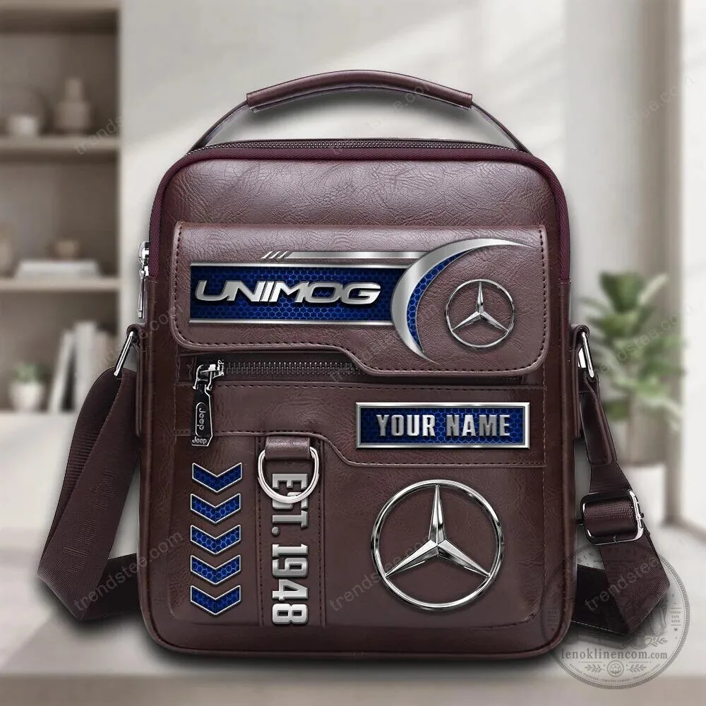 Mercedes-Benz Unimog Est. 1948 Personalized Brown Leather Shoulder Bag