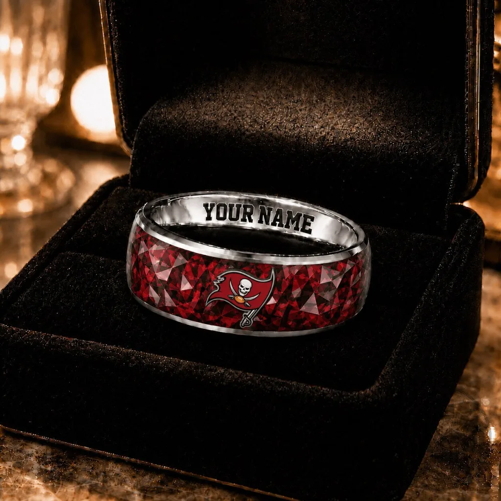 Tampa Bay Buccaneers NFL Custom Name Red Gemstone Ring for Fan Tampa Bay Buccaneers NFL Custom Name Red Gemstone Ring for Fan